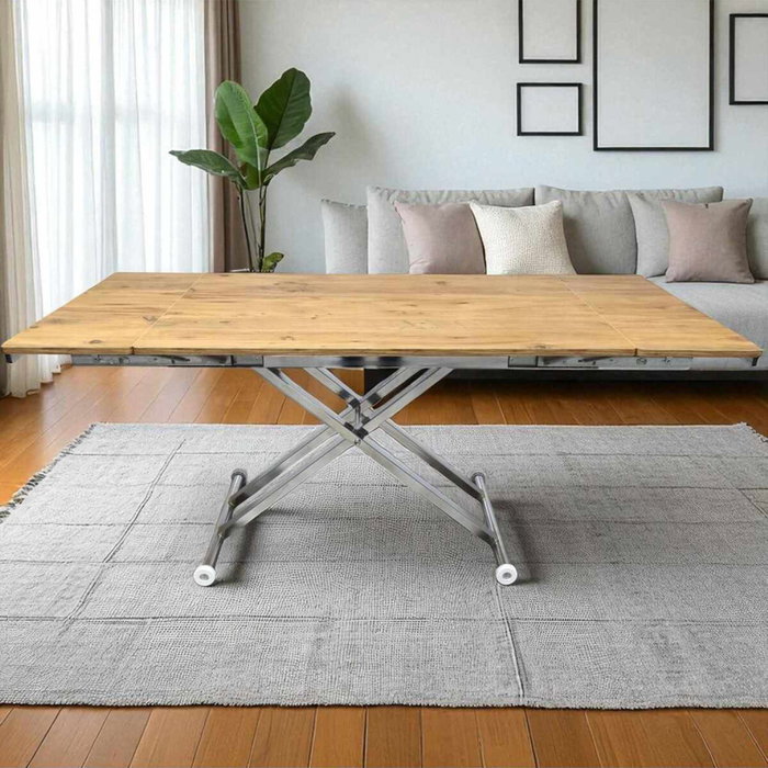 Hanah Home Mesa de Comedor Extensible Pino y Cromo Hanah Home Mesa de Comedor Extensible Pino y Cromo